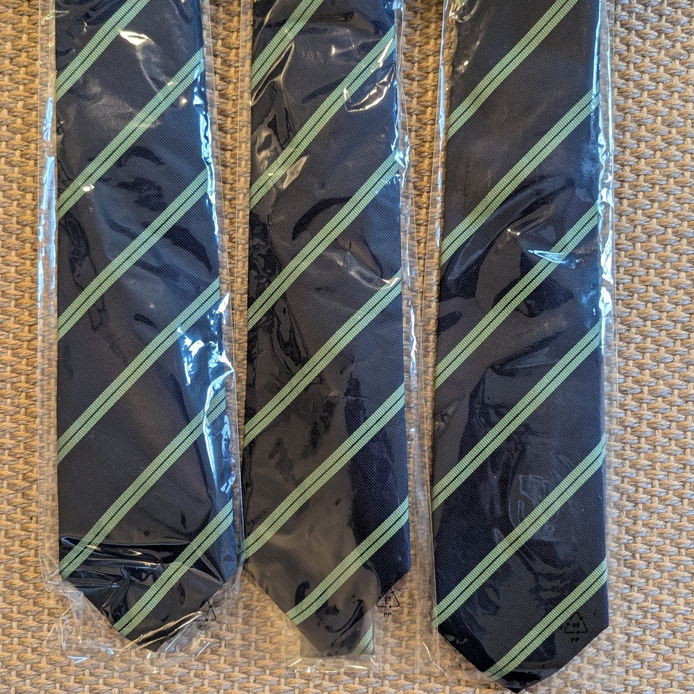 NWT Set Of 3 - Men's Navy Stripe Tie with Light Green Accent